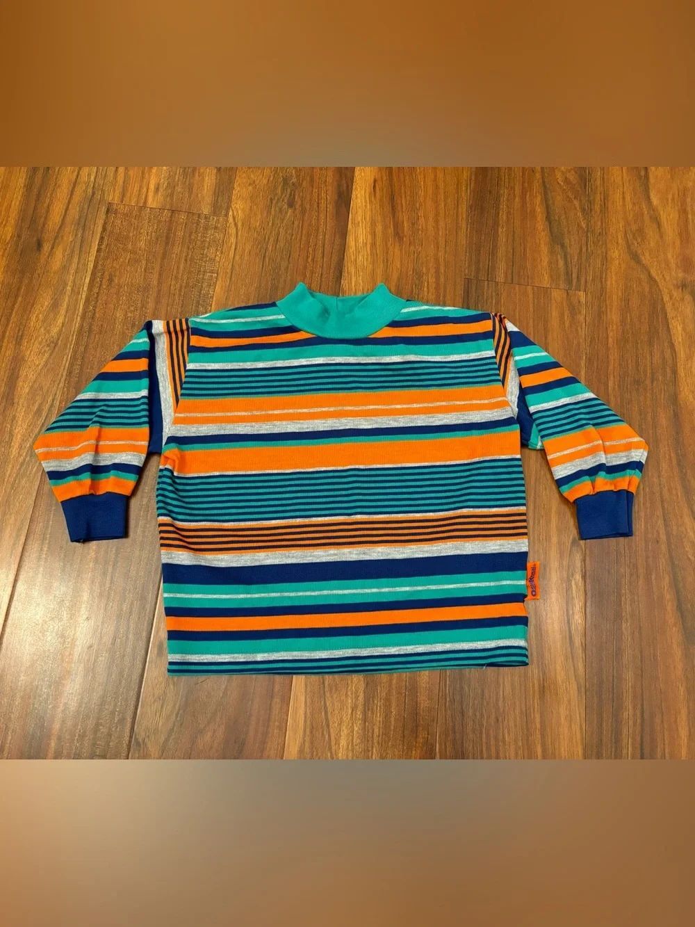 Osh Kosh B’Gosh vintage orange/green/blue/grey stripe long sleeve shirt
